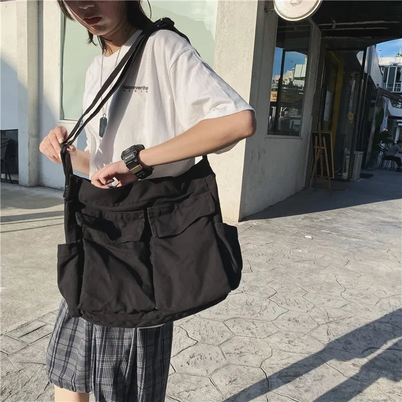 Vintage Canvas Shoulder Tote Bag