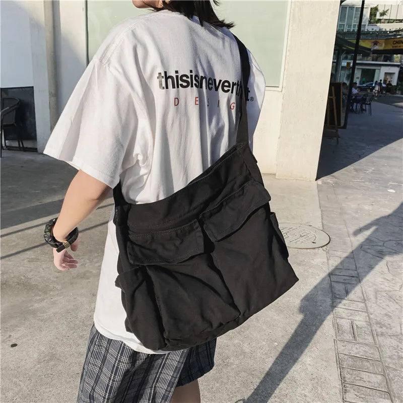 Vintage Canvas Shoulder Tote Bag