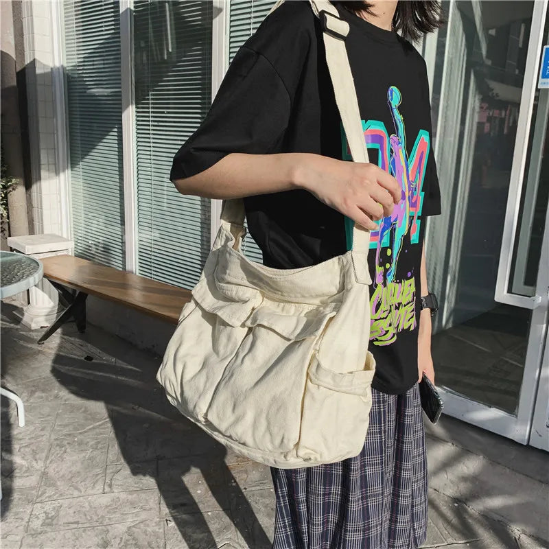 Vintage Canvas Shoulder Tote Bag