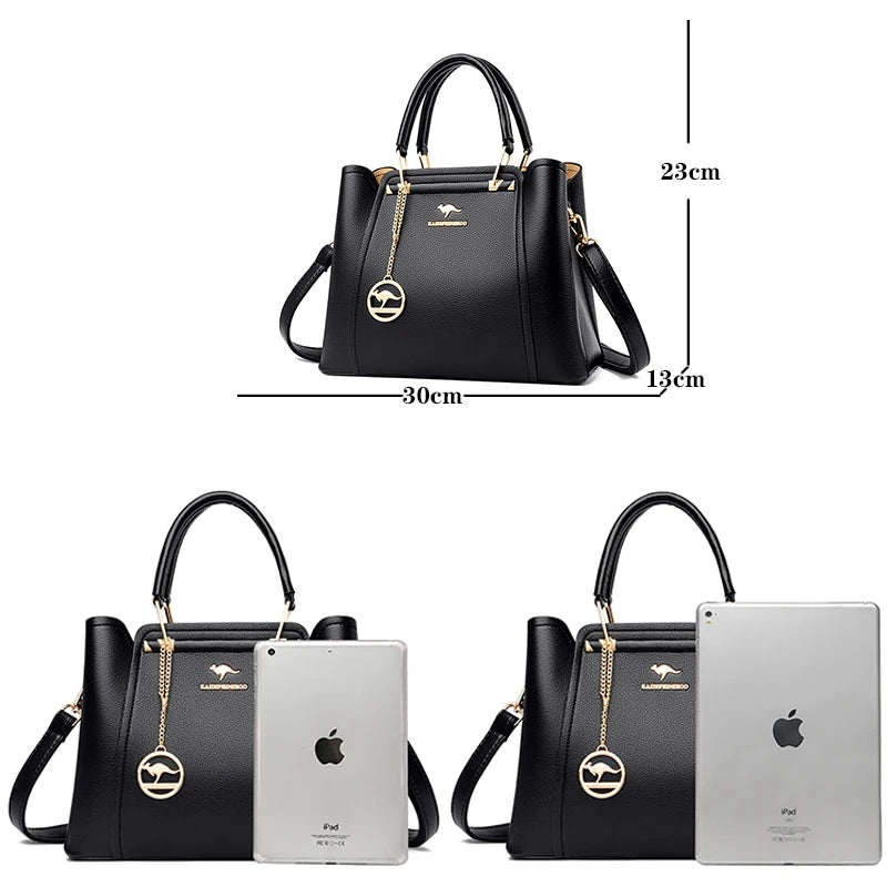Luxury 3-Layer Soft Leather Shoulder Crossbody Bag