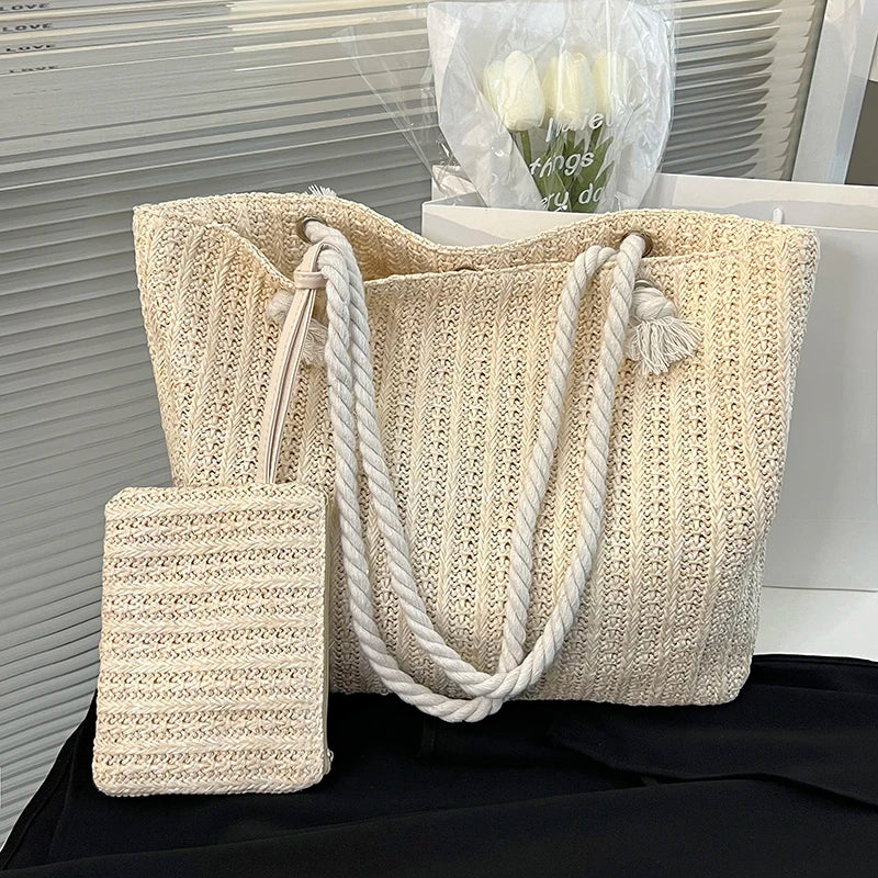 Fashion Large Capacity Straw Tote Bag