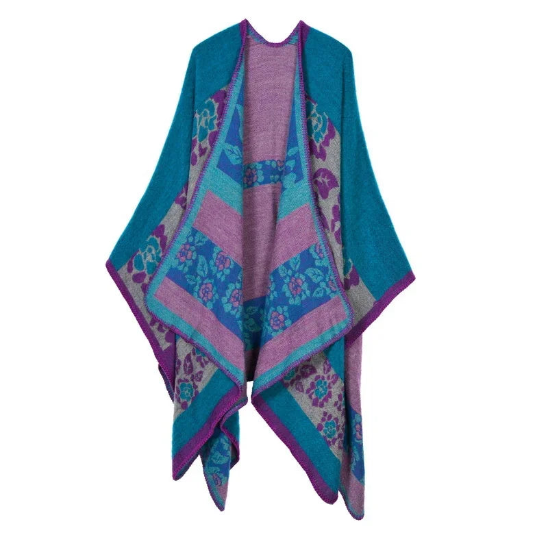 Winter Imitation Cashmere Poncho Cape Wrap