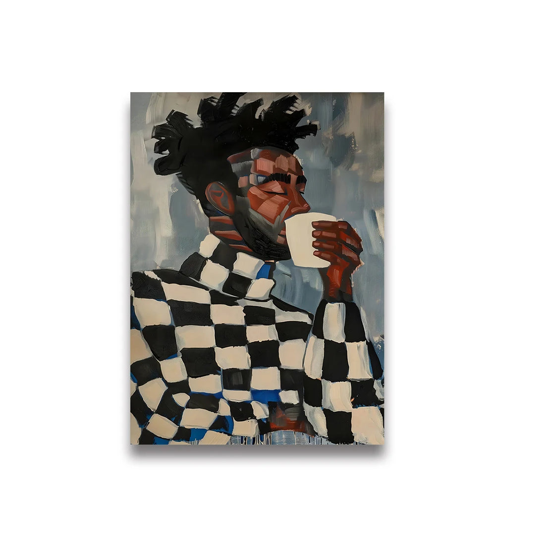 Abstract Woman Reading Coffee Canvas Wall Art