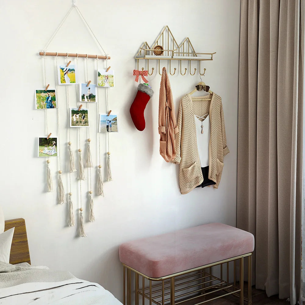 Boho Macrame Photo Display with Lights