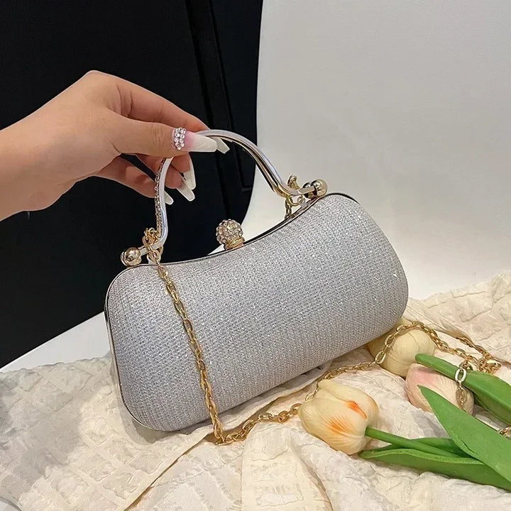 Shiny Silver Rhinestone Evening Handbag