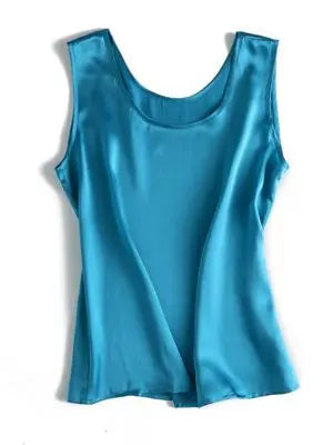 Women’s 100% Mulberry Silk O-Neck Sleeveless Tank Top