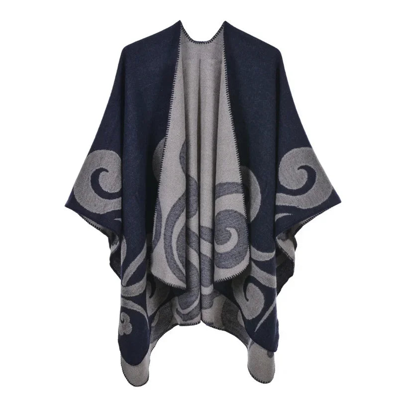 Winter Imitation Cashmere Poncho Cape Wrap
