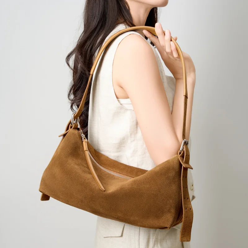High-End Suede Leather Crossbody Shoulder Bag