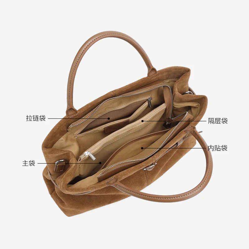 Vintage Suede Genuine Leather Shoulder Bag