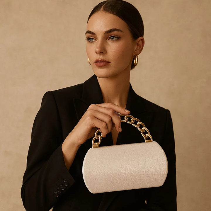 Luxury Gold Buckle Half Moon Evening Clutch