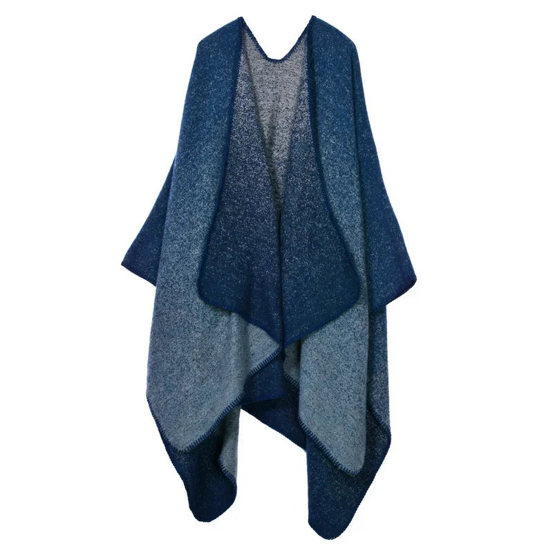 Winter Imitation Cashmere Poncho Cape Wrap