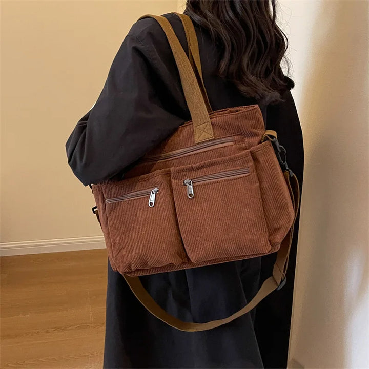 Large Capacity Corduroy Tote Bag