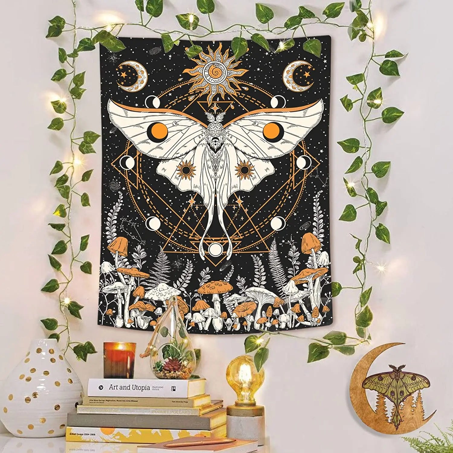 Mushroom Sun Moon Stars Psychedelic Tapestry