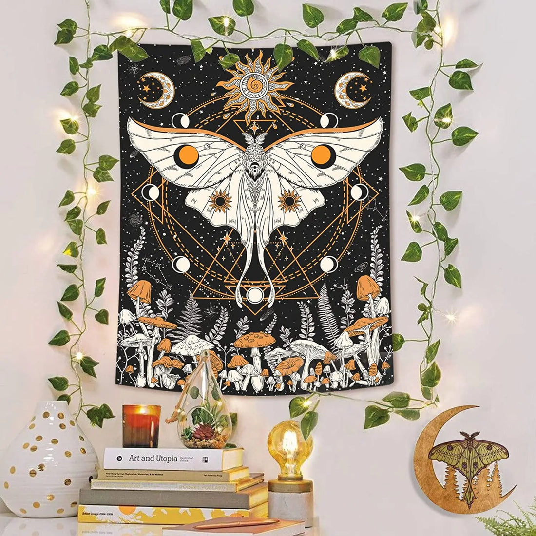 Mushroom Sun Moon Stars Psychedelic Tapestry