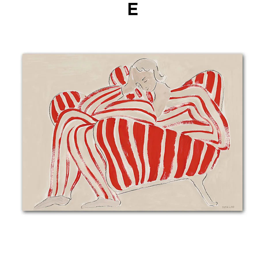 Abstract Figure Line Girl Canvas Wall Art