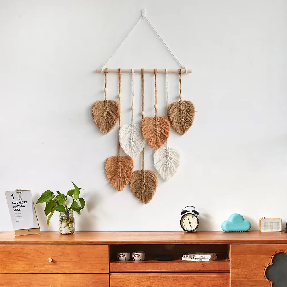 Handmade Green Leaf Macrame Wall Hanging