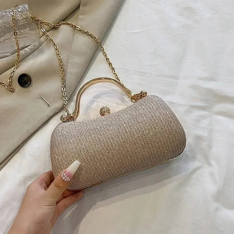Shiny Silver Rhinestone Evening Handbag