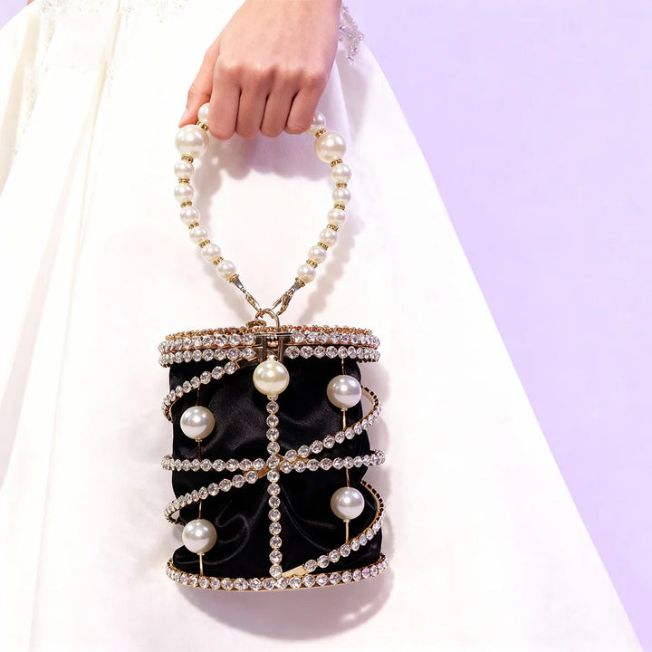 Luxury Gold Beaded Bucket Clutch