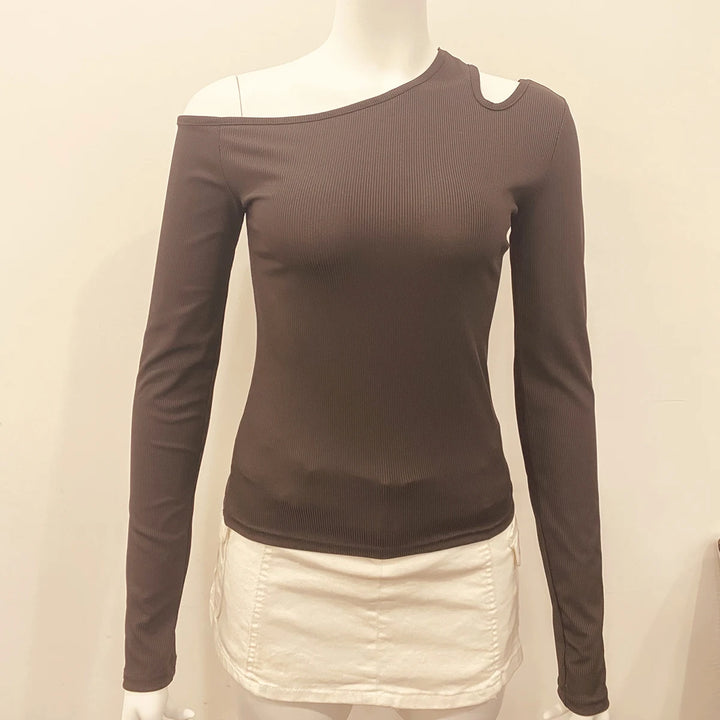 Women’s Off-Shoulder Hollow Out Slim Fit Crop Top