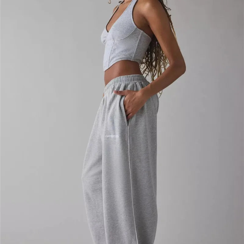 2025 autumn winter Casual pants woman clothing sports pantalones Commuting Straight trousers Homewear Solid color simple style