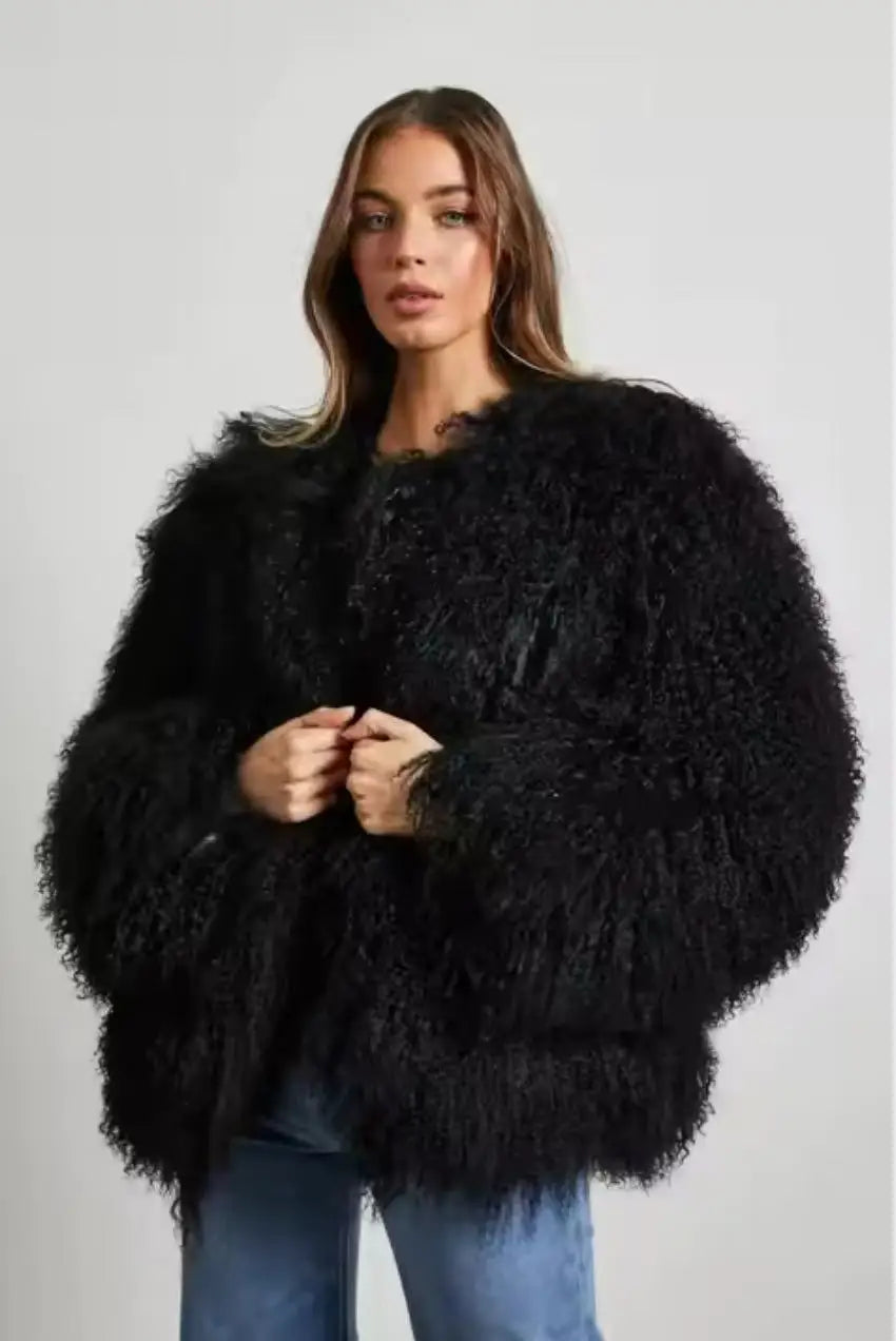 Luxury Mongolian Fur Thick Winter Coat
