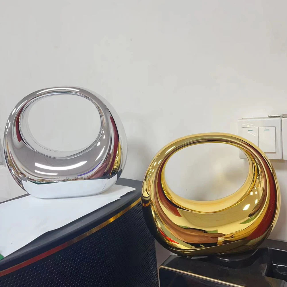 Golden Acrylic Half Moon Hobo Bag