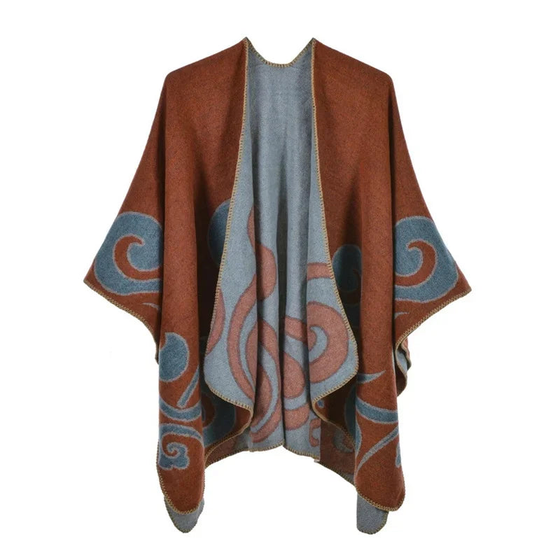 Winter Imitation Cashmere Poncho Cape Wrap