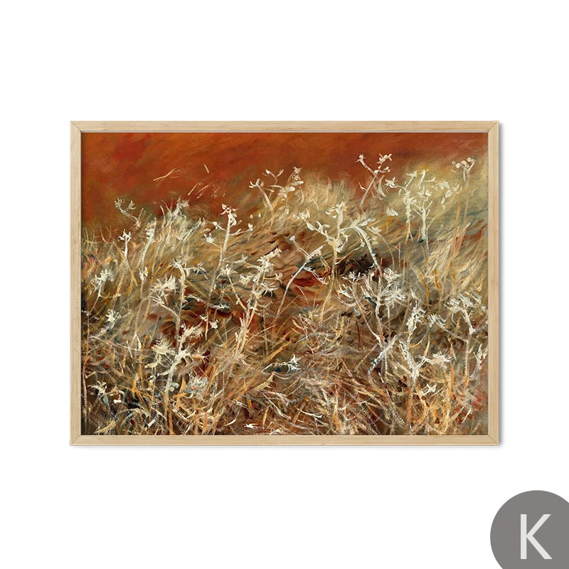 Abstract Thistles Terracotta Line Canvas Wall Art