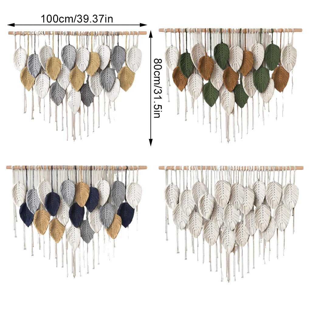 Large Handmade Boho Leaf Macrame Wall Tapestry