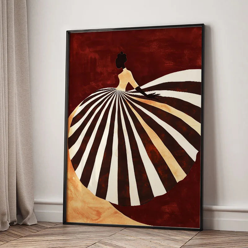 Red Striped Girl Hat Canvas Wall Art