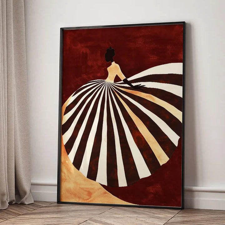 Red Striped Girl Hat Canvas Wall Art