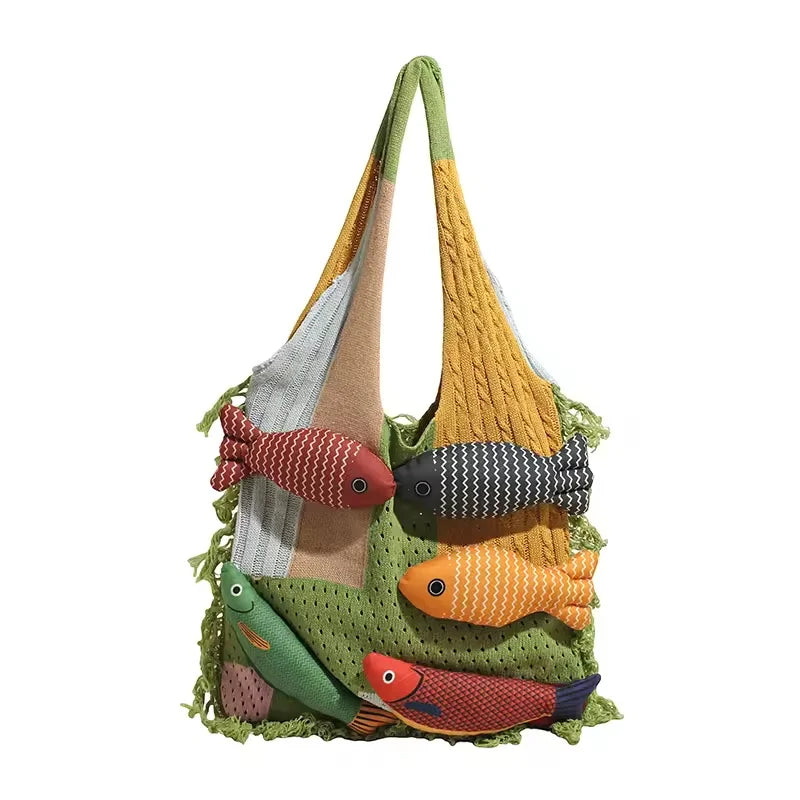 Cute Fish Knitted Tote Bag