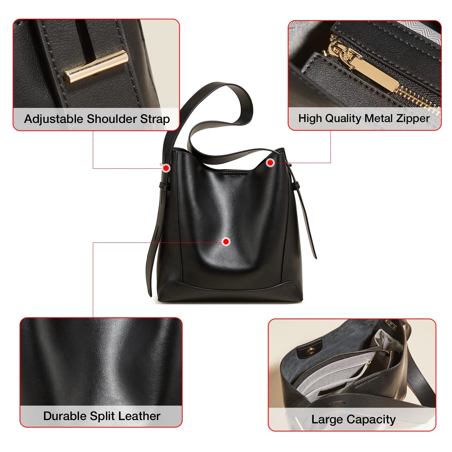 FOXER Leather Classic Women Shoulder Bag