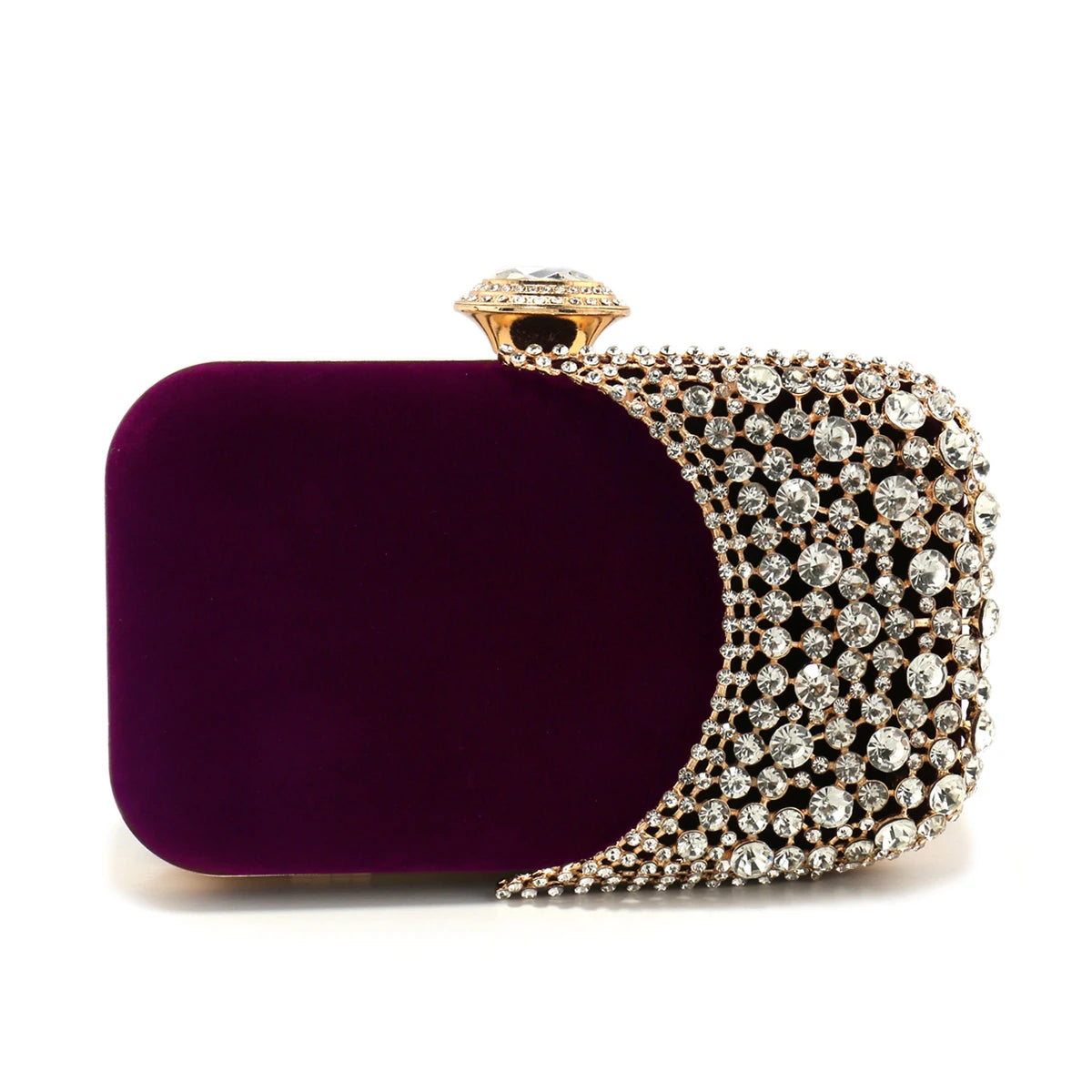 Hollow Design Velvet Glitter Evening Clutch
