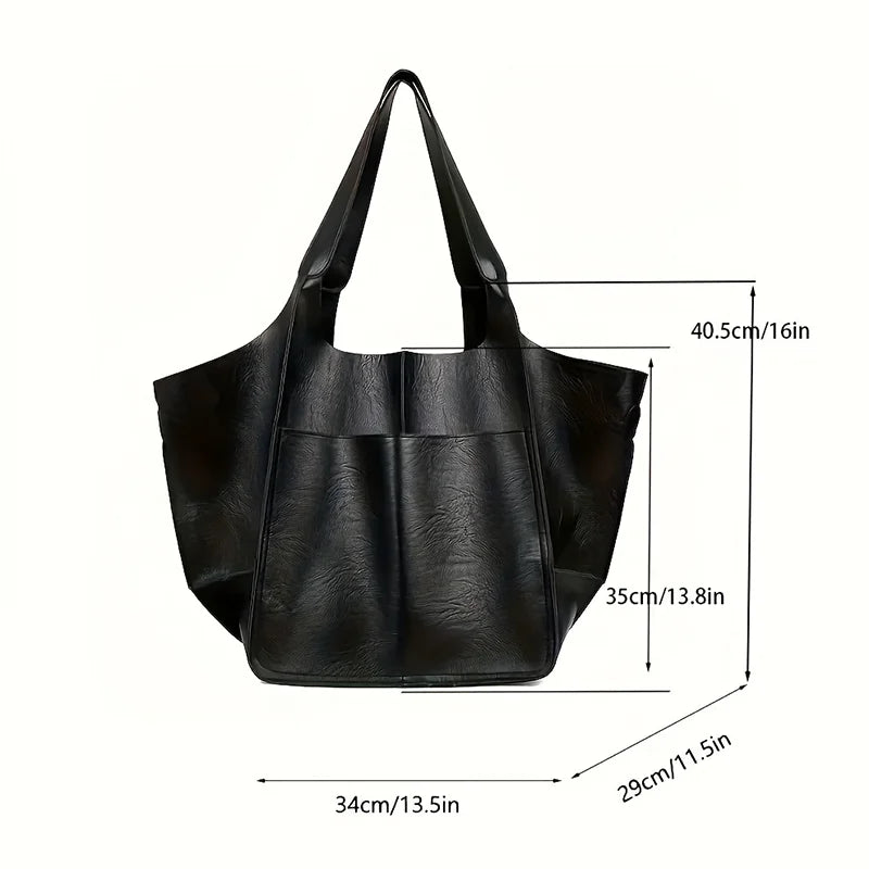 Retro Minimalist PU Leather Tote Bag