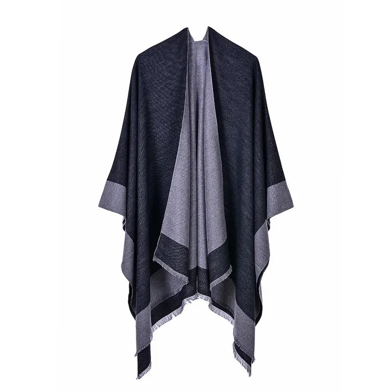 Winter Imitation Cashmere Poncho Cape Wrap