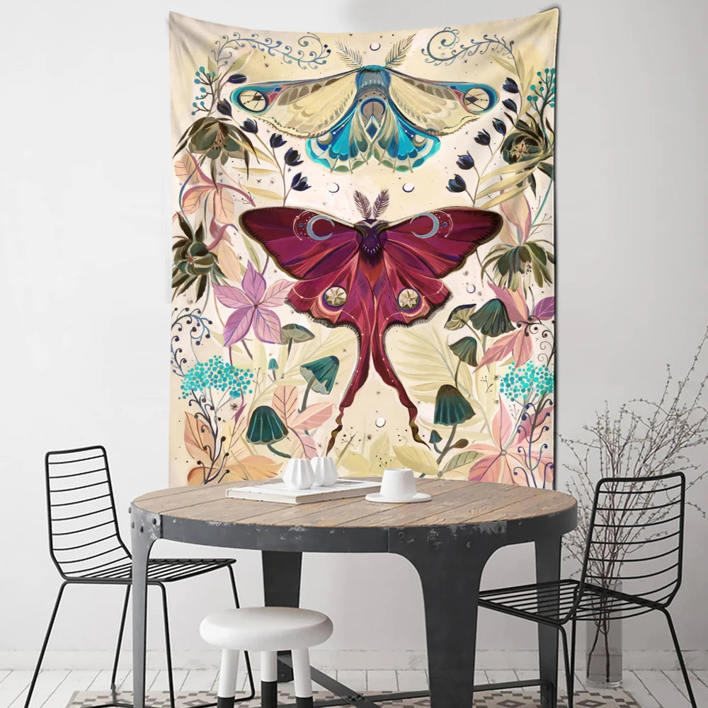 Mushroom Sun Moon Stars Psychedelic Tapestry
