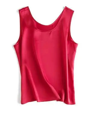 Women’s 100% Mulberry Silk O-Neck Sleeveless Tank Top
