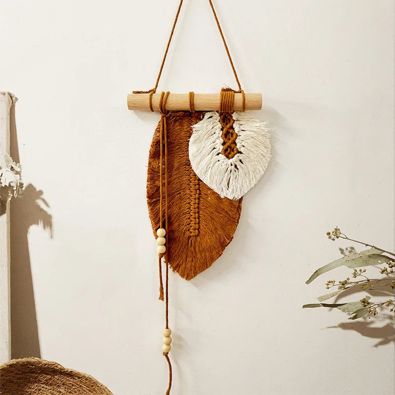 Handmade Boho Macrame Leaf Wall Decor