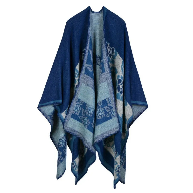 Winter Imitation Cashmere Poncho Cape Wrap