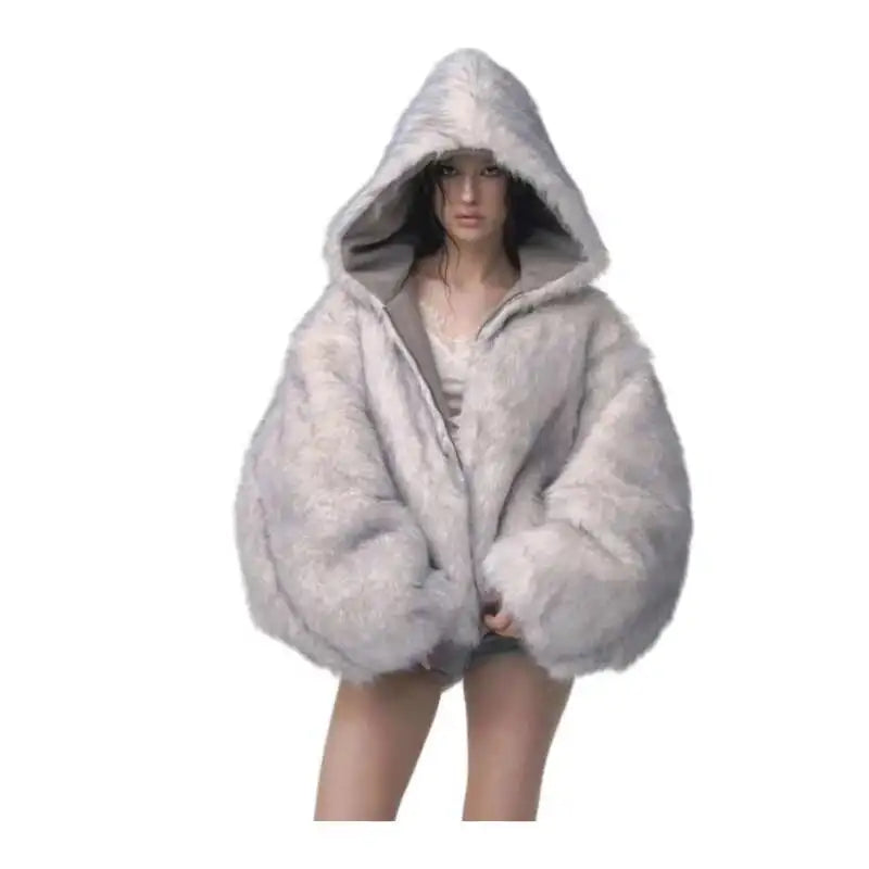 American Retro Hooded Plush Padded Jacket