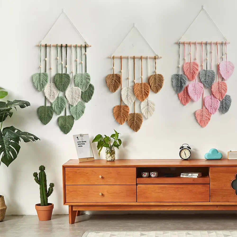 Handmade Green Leaf Macrame Wall Hanging