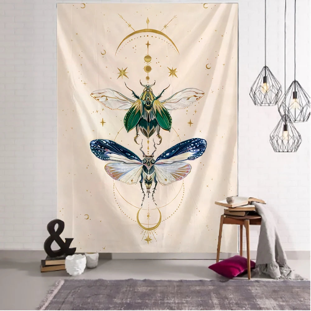 Mushroom Sun Moon Stars Psychedelic Tapestry