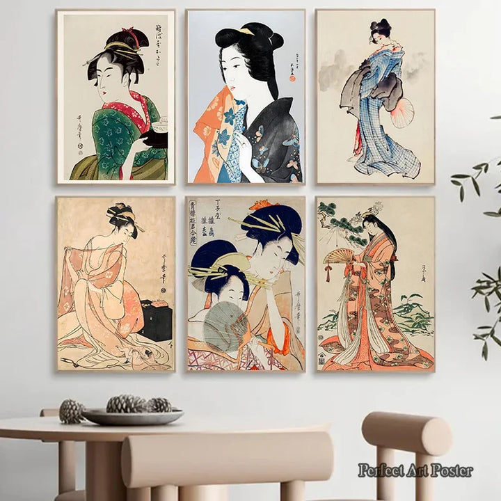 Japanese Vintage Geisha Ukiyo-e Canvas Poster
