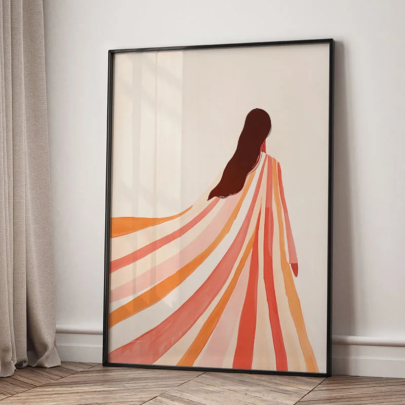 Red Striped Girl Hat Canvas Wall Art