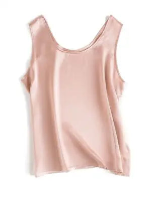 Women’s 100% Mulberry Silk O-Neck Sleeveless Tank Top