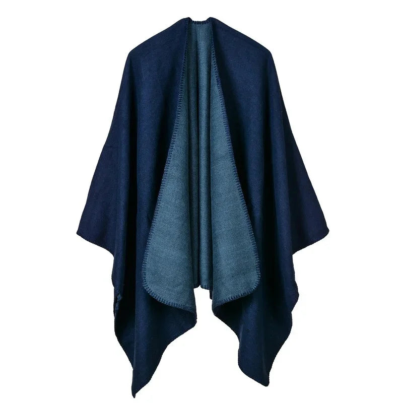 Winter Imitation Cashmere Poncho Cape Wrap