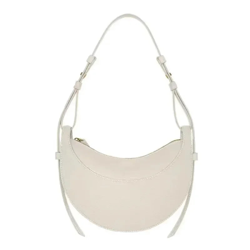 French Genuine Leather Crescent Shoulder Bag