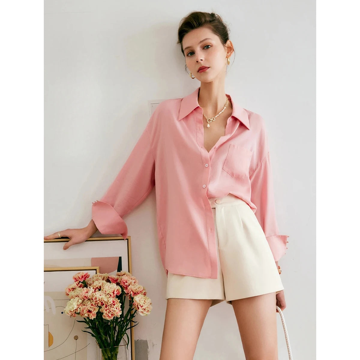 Women’s French Style White Long Sleeve Blouse