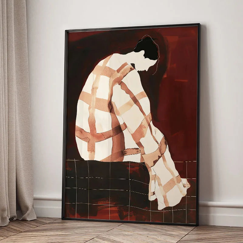 Red Striped Girl Hat Canvas Wall Art